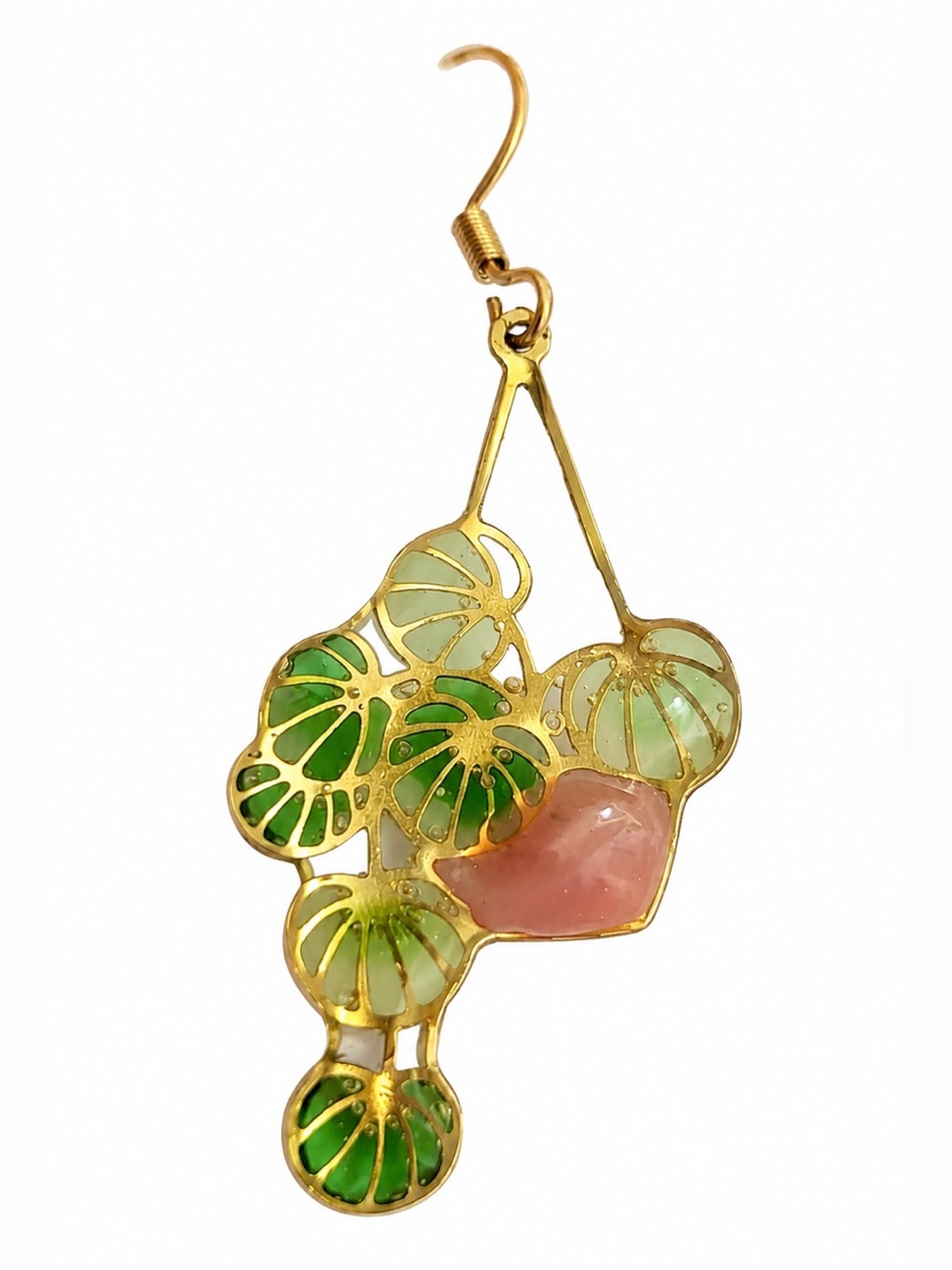 April Hylton Designs Vintage Inspired Green Floral Resin Drop Earrings NWT - Picture 2 of 6